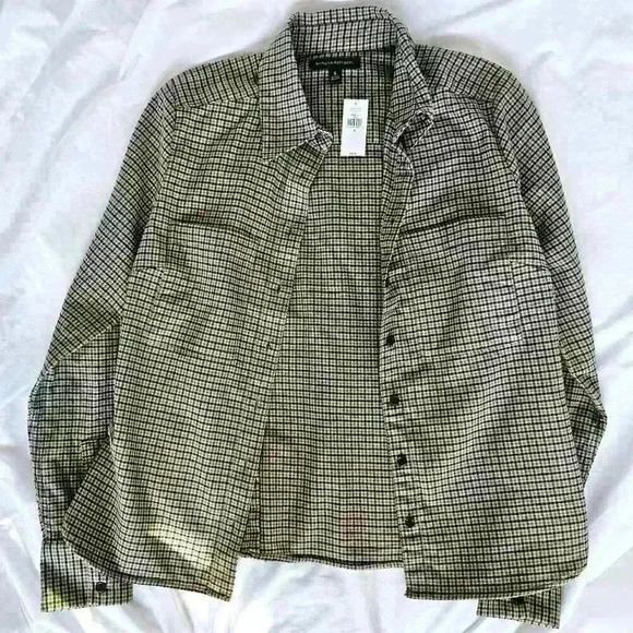 😍 NWT 😍 Banana Republic Womens Cotton Flannel Shirt, Black/Tan/Cream, Size S - Picture 3 of 8